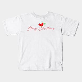 Red Bird Merry Christmas Kids T-Shirt